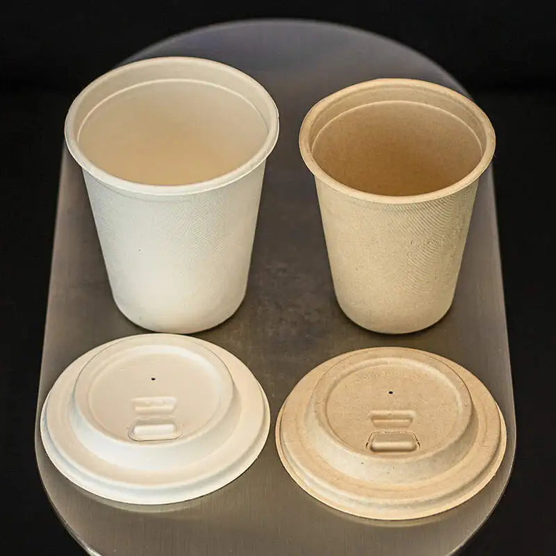 Custom Printed Compostable Bagasse Cups Take Away Disposable Sugarcane Coffee Cup Eco Biodegradable Juice Cup